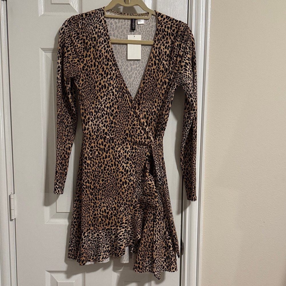 H&M Leopard Print Long Sleeve Dress